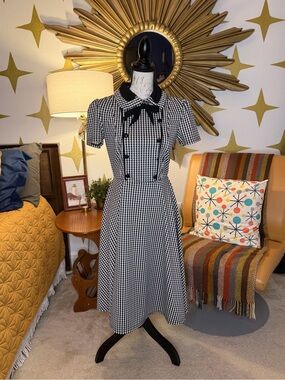 Ranphee Rockabilly Black & White Gingham 50’s Inspired Circle Dress